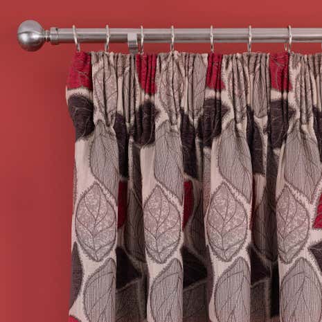 Sherwood Red Lined Pencil Pleat Curtains