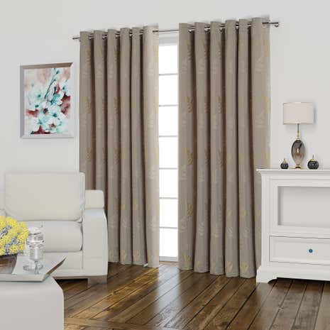 Bradgate Green Lined Eyelet Curtains
