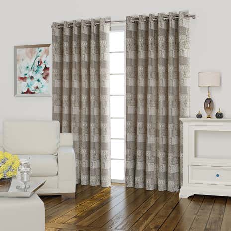 Lucille Natural Lined Eyelet Curtains