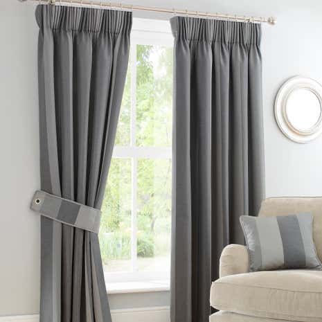 Monaco Pewter Pencil Pleat Curtains