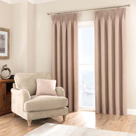 Purity Biscuit Pencil Pleat Curtains