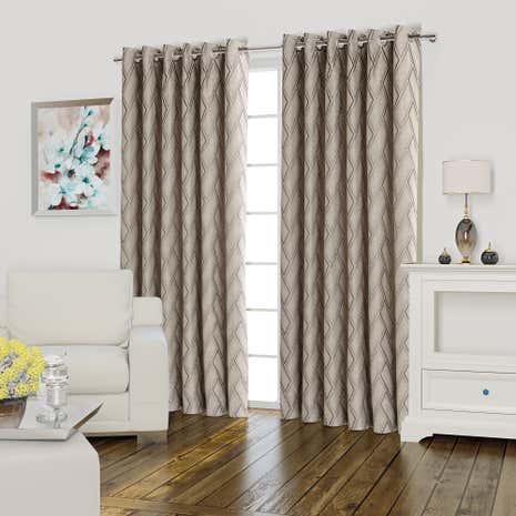 Quebec Grey Lined Eyelet Curtains