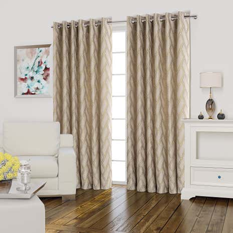 Quebec Ochre Lined Eyelet Curtains