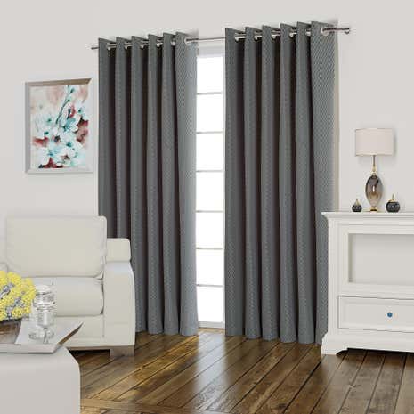 Valencia Silver Lined Eyelet Curtains