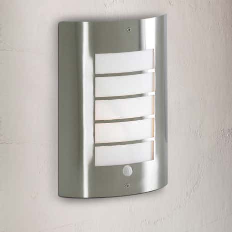 Sigma Stainless Steel Slatted Wall Light with PIR Sensor