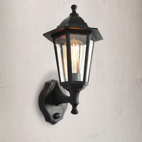 Bianca Black Up Down Wall Lantern with PIR Sensor