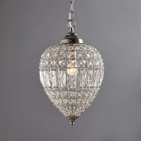 Ennis Chrome Large Beaded Crystal Pendant