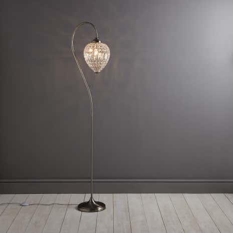Ennis Chrome Beaded Crystal Pendant Floor Lamp