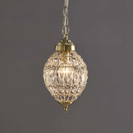 Ennis Satin Brass Beaded Crystal Pendant