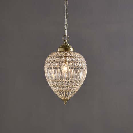 Ennis Satin Brass Large Beaded Crystal Pendant