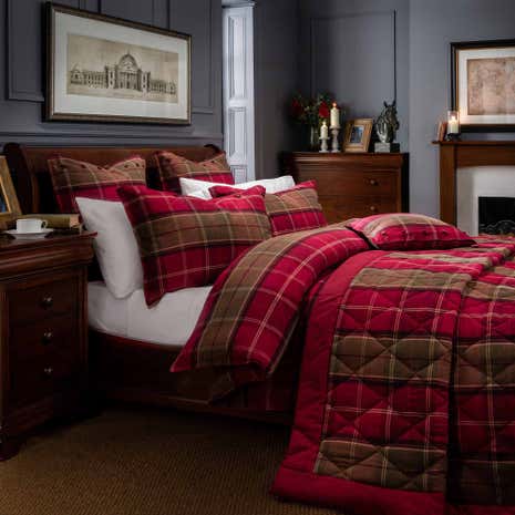 Dorma Lomond Red Duvet Cover and Pillowcase Set