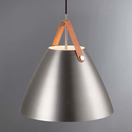 Strap Medium Brushed Steel Pendant Light Fitting