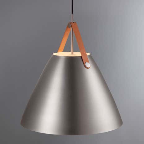 Strap Large Brushed Steel Pendant Light Fitting