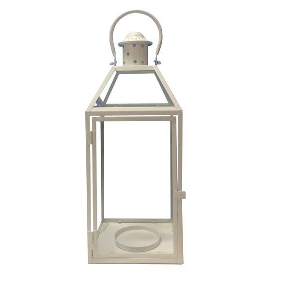 Decorative White Metal Lantern