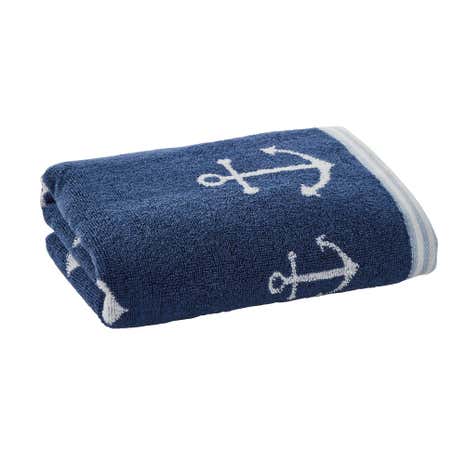 Anchor Motif Navy Hand Towel