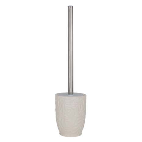Embossed Leaves Cream Toilet Brush Holder
