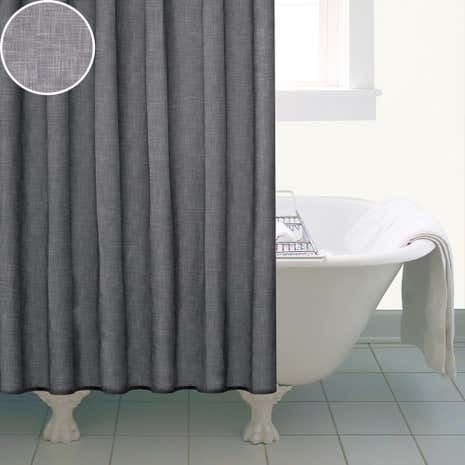 Grey Slub Print Shower Curtain