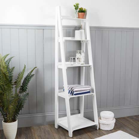 Nautical Wooden Ladder Shelves White | Dunelm