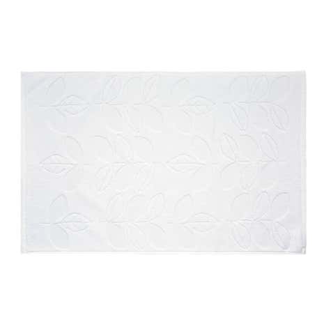Sculptured Leaf White Bath Mat