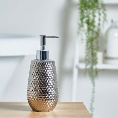 Silver Hammered Effect Lotion Dispenser