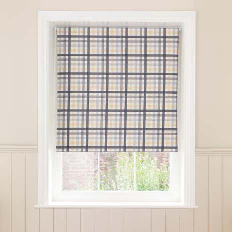 Gingham Ochre Check Blackout Roller Blind