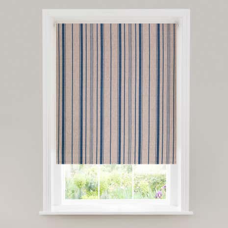 Linen Stripe Blue Blackout Roller Blind