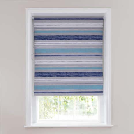 Textured Blue Stripe Blackout Roller Blind