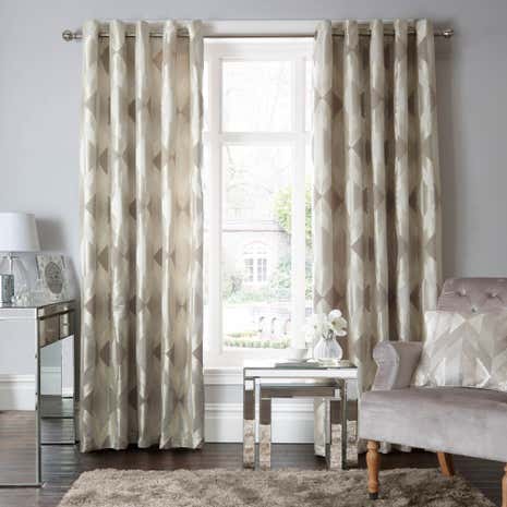 Alexa Ivory Lined Eyelet Curtains