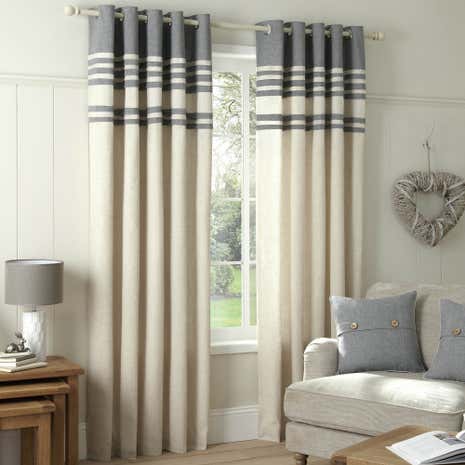 Blakeney Grey Lined Eyelet Curtains