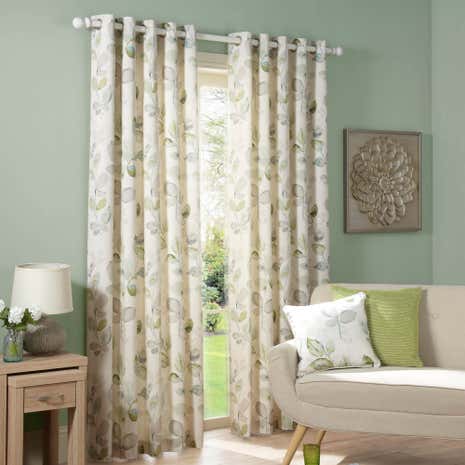 Ezra Green Lined Eyelet Curtains