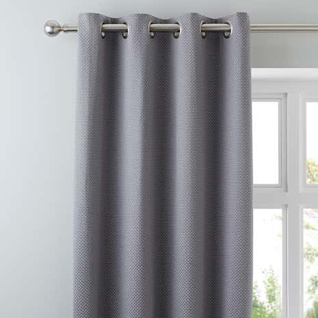 Kendall Grey Lined Eyelet Curtains