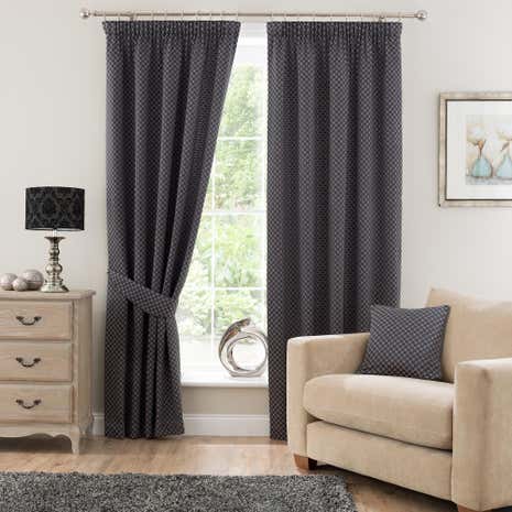 Omega Charcoal Lined Pencil Pleat Curtains