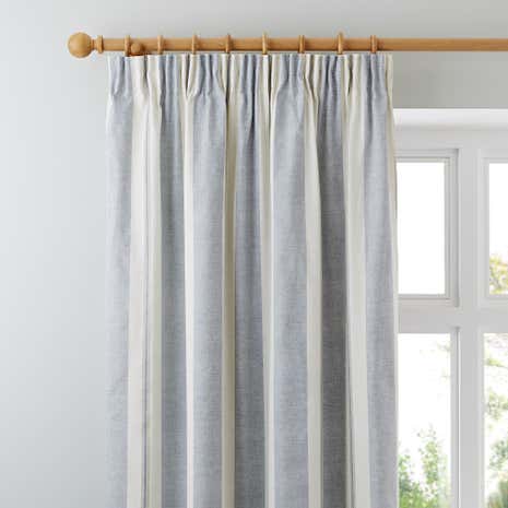 Padstow Blue Lined Pencil Pleat Curtains