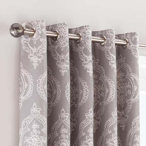 Seraphina Grey Lined Eyelet Curtains