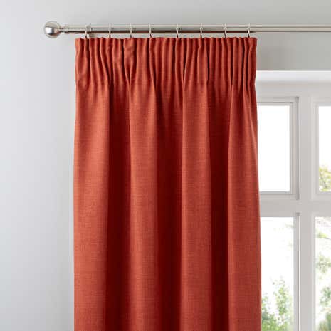 Vermont Orange Lined Pencil Pleat Curtains