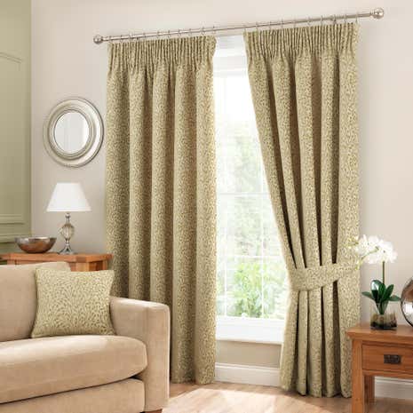 Willow Green Lined Pencil Pleat Curtains
