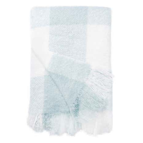 Check Faux Mohair Duck Egg Throw