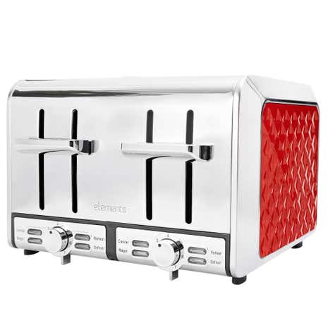 Elements Red 4 Slice Toaster