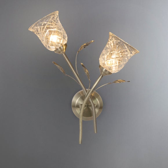 Lindy 2 Light Antique Brass Wall Light