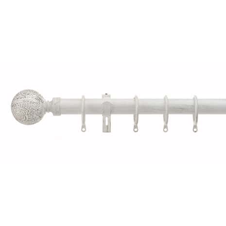 Vintage Floral Extendable White Curtain Pole Dia. 25/28mm