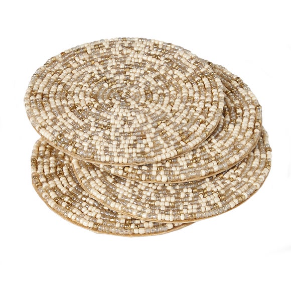 Pack of 4 Natural Beaded Coasters