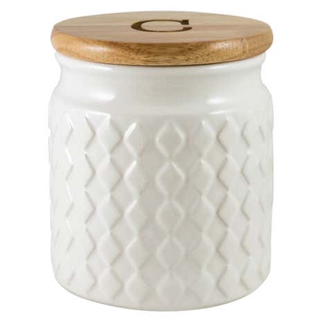 Quilted White Coffee Canister