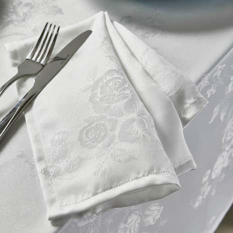 Rose Jacquard Pack of 4 White Napkins