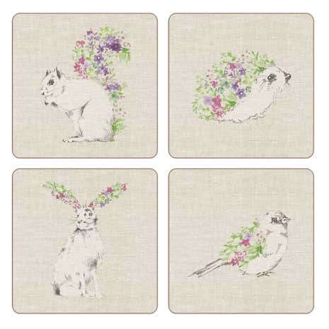 Pack of 4 Woodland Animals Coasters