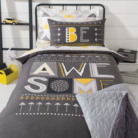 Be Awesome Black Duvet Cover and Pillowcase Set