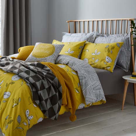 Elements Sunflower Yellow Reversible Duvet Cover And Pillowcase Elements Sunflower Yellow Reversible Duvet Cover And Pillowcase Set