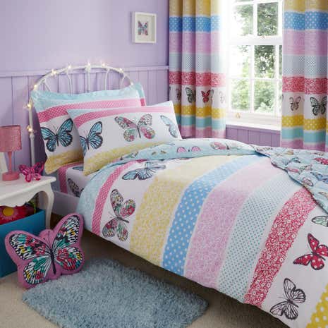 Floral Butterfly Duvet Cover and Pillowcase Set