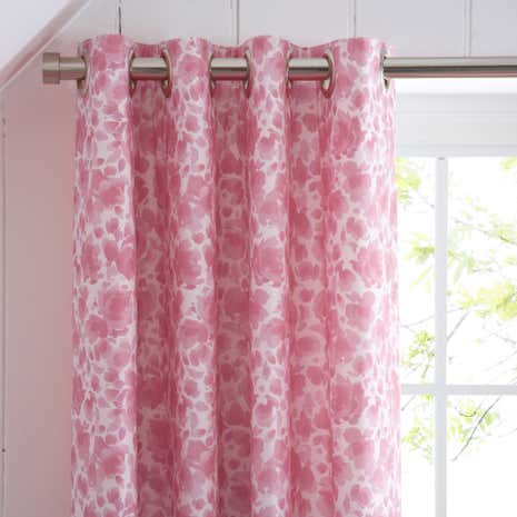Flutter Heart Pink Blackout Eyelet Curtains