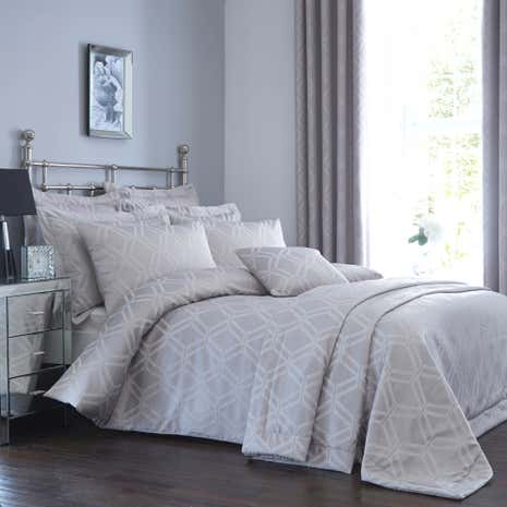 Geo Jacquard Grey Bedspread