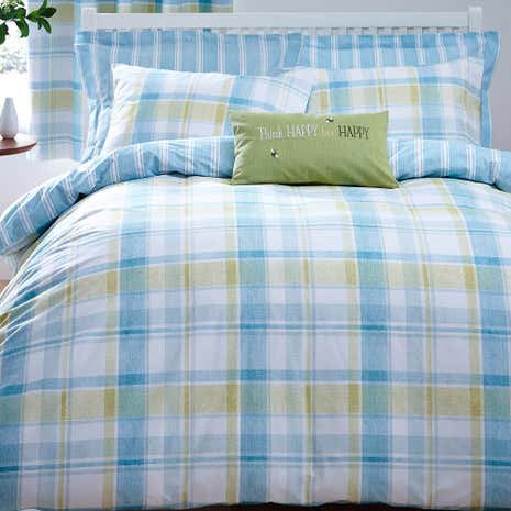 Harrison Check Teal Duvet Cover and Pillowcase Set